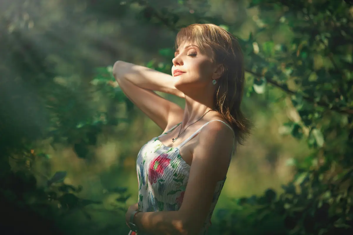 Woman representing hormonal vitality and balance supported by gut microbiome health